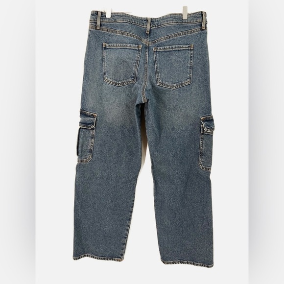 Express 8S low Rise Washed Baggy Straight 0784 Cargo Relax Straight Jeans short - Picture 2 of 13